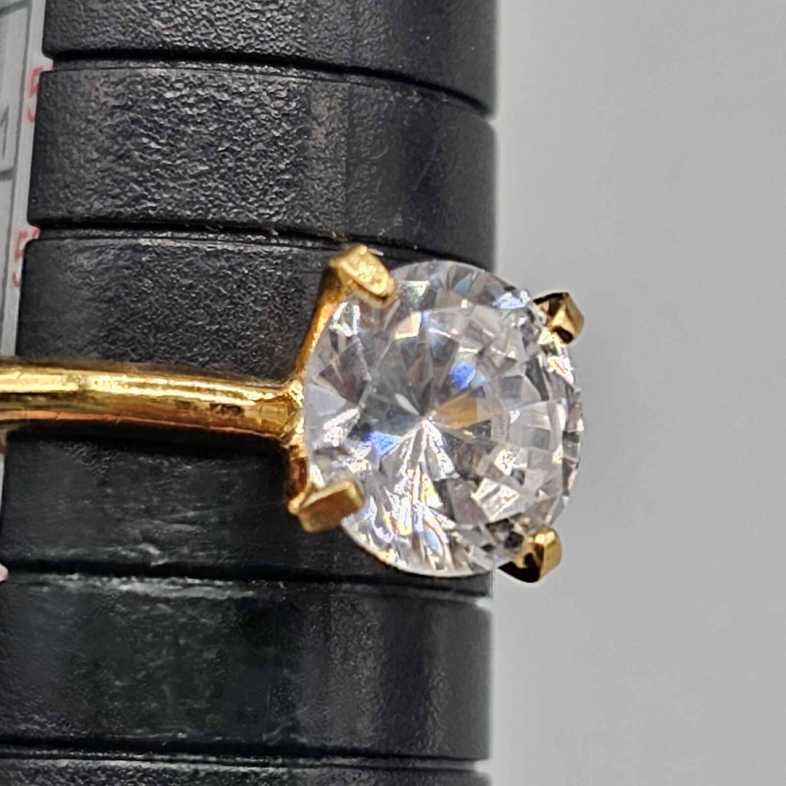 Crystal Solitaire Engagement Ring Round Stone Gol… - image 6