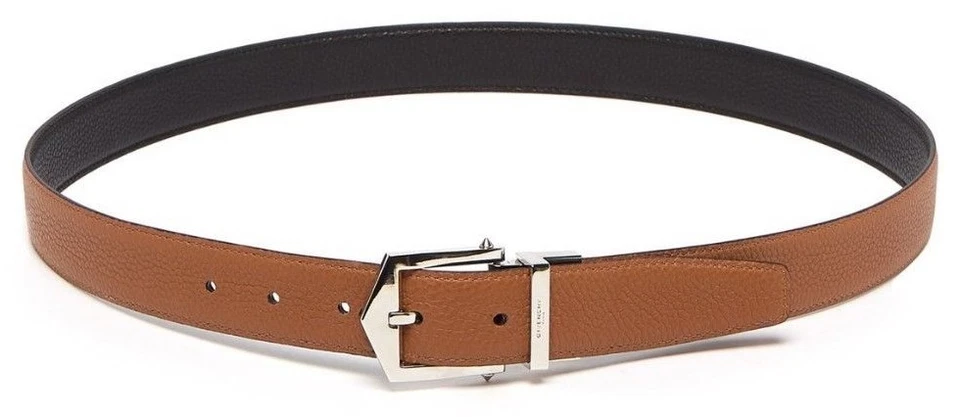 Givenchy Hombre Obsedia Negro y Marrón Reversible Pebble-Grain Cinturón de Cuero - Imagen 2 de 4