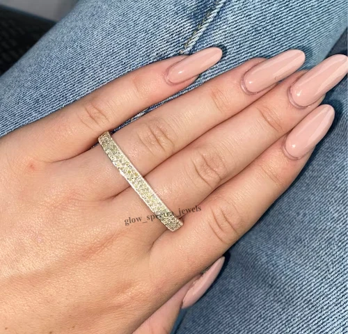 2Ct Round Simulated Diamond Men's Two Finger Band Ring 14K White Gold Finish