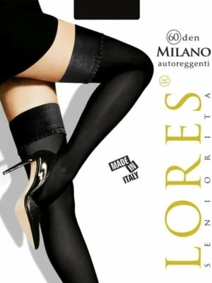 LORES Milano Opaque Hold Up Stockings Satin Band Top 60 Den RRP 11.99
