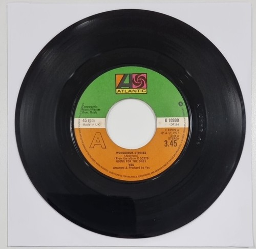 Yes - Wonderous Stories - EX 7" JUKEBOX vinyl single 1977 Progressive Rock