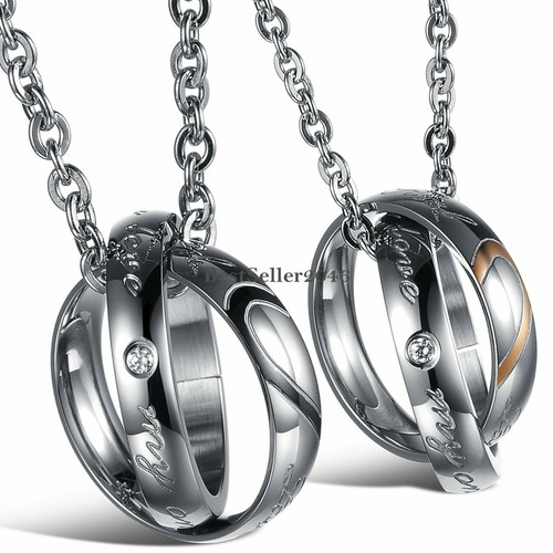 Couple Rings Pendant Necklace Love 
