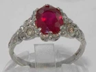 Luxurious Solid 925 Sterling Silver Natural Ruby Solitaire Engagement Ring