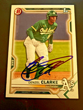 Denzel Clarke 2021 1st Bowman  AUTO IP ROOKIE A’S SIGNED #128