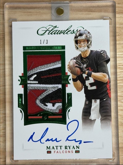 2021 Panini Flawless Patch Autographs Emerald Falcon Logo Matt Ryan Auto 1/3