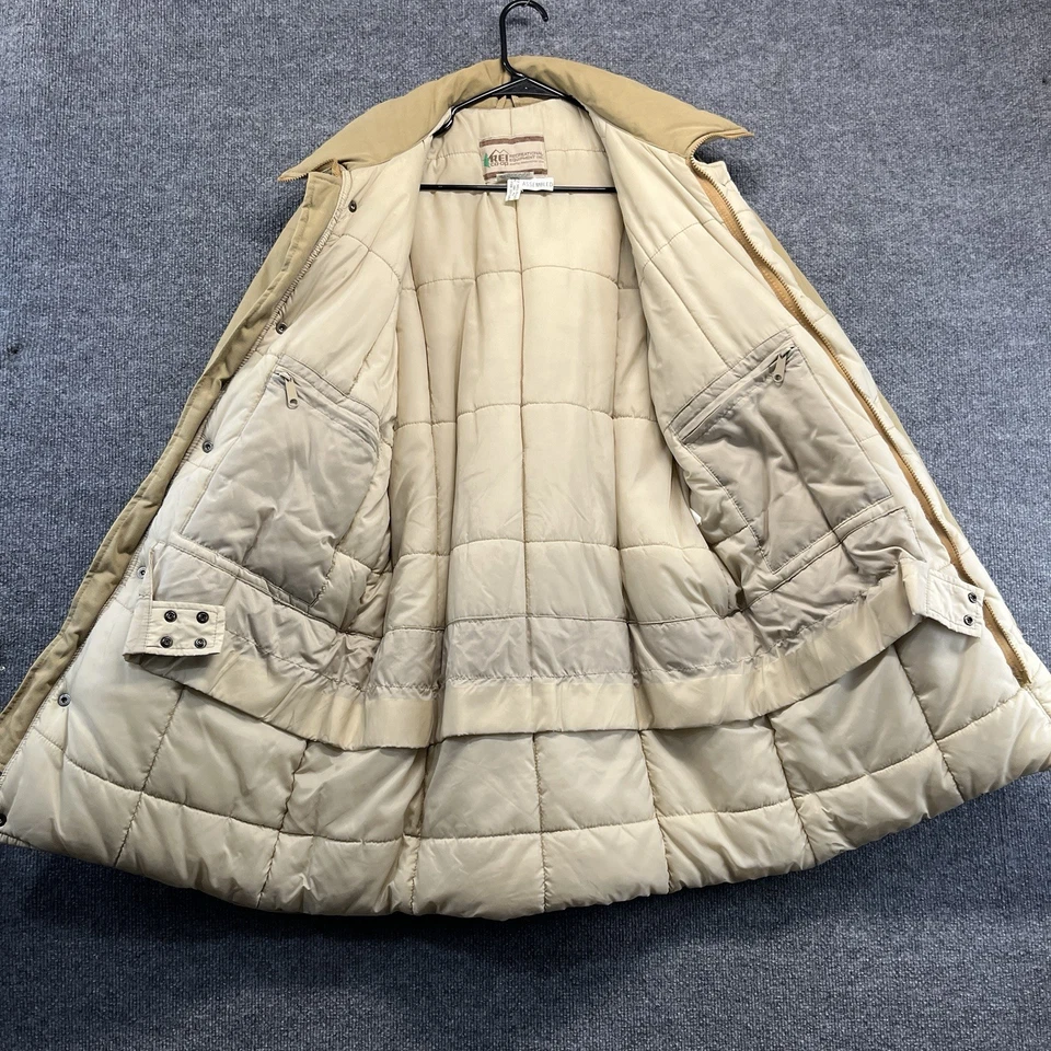 Винтажный REI куртка мужчин средний бежевый парка Polar guard молнии тяжелый - Изображение 4 из 4