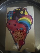 Vintage 1980s Lisa Frank Jumbo stickers Ice Cream Cone bear, unused