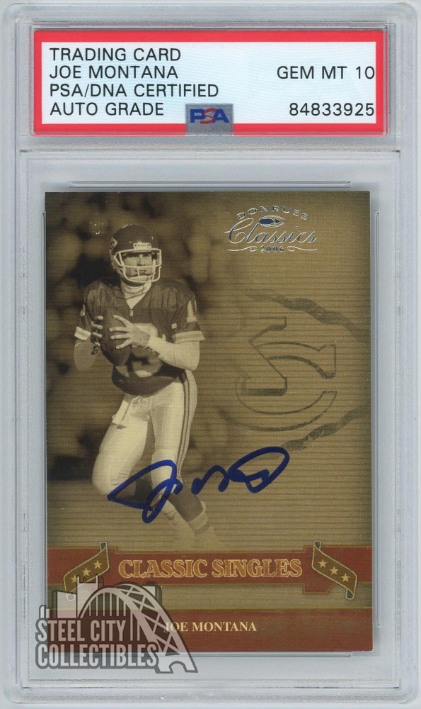 Joe Montana 2006 Donruss Classics Singles Autograph Card #CS-10 PSA/DNA 10