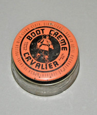 Cavalier Boot Cream Vintage Glass Jar 1 3/4 oz Tin Lid Empty