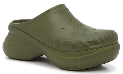 NIB Balenciaga Crocs Green Kaki Rubber Slip On Platform Clog Mules 44 US 11 $795