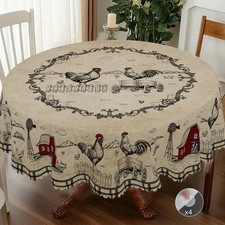 1 Piece of Retro Country Farmhouse Chicken Theme Printed Tablecloth, Farmhouse,