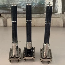 3 Vintage GILLETTE Super Adjustable 1970’s-1980’s Safety Razor (Black Beauty)