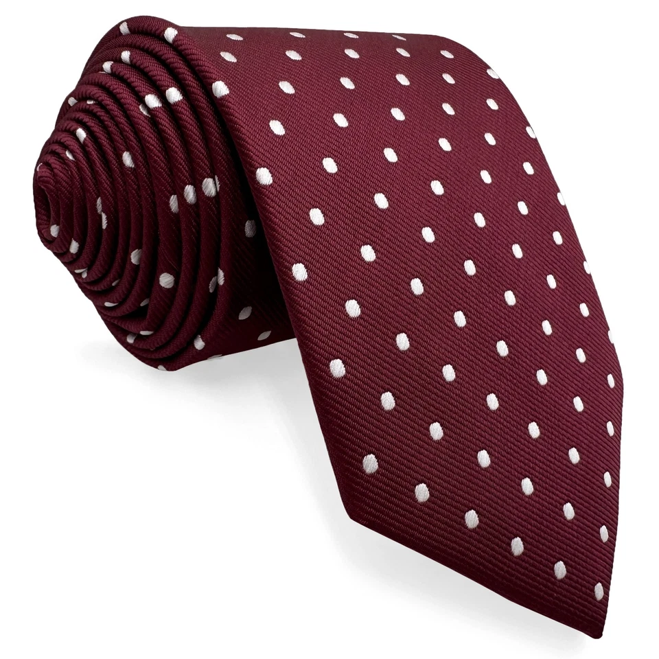 Corbata para hombre S15 talla extra larga lunares rojo carmesí diseño clásico boda nueva Foto 3 de 4