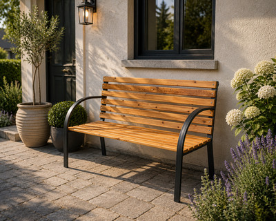 2-Sitzer Gartenbank TOSKANA Holzbank Terrasse Garten Holz Metall Sitzbank
