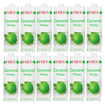 Foco 100% Kokoswasser Natural 12x1L Coconut Water  Kokosnusswasser Kokossaft