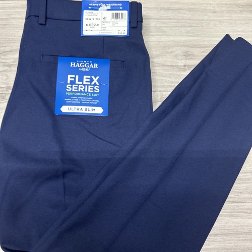 Haggar H26 Men's Flex Series Ultra Slim Suit Pants - Midnight Blue 4 way Stretch