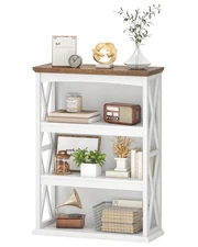 4-Tier Bookcase, 42.9" Floor Standing Organizer Shelf, Corner Book Stand, Met...