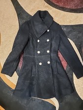 ☆ ~GUESS Women's Dress Coat Black Wool/polyester Belted Lined Button Front S~ ☆