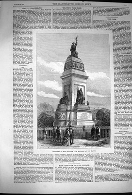 Original alter antiker Druck 1870 Denkmal König Wilhelm Holland Haag viktorianisch
