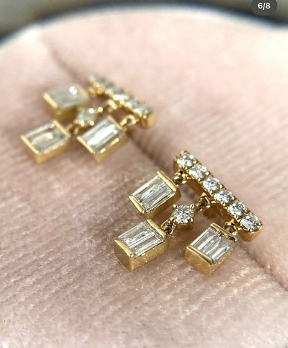2.02ct Diamante Naturale Smeraldo Perla 14K Bis Marchiato Oro Giallo