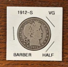 1912-S   Barber Half Dollar  VG Original Coin w/LY and part of IT