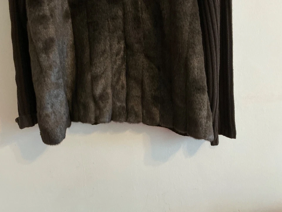 Suéter Ashley Stewart Cremallera Piel Sintética Delantero/Acanalado Trasero Marrón Talla 2X Foto 2 de 4