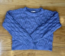 SO Goods For Life Women's Medium Crew Neck Sweater Purple Open Knit NWT