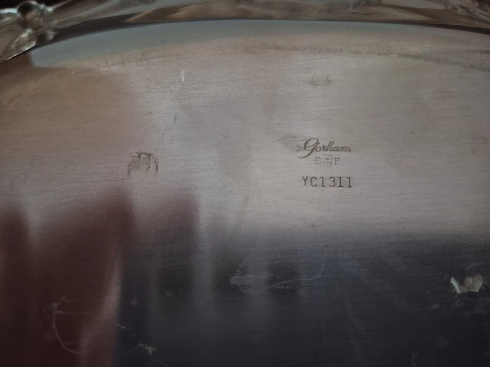 Bandeja de pan vintage Gorham E plateada YC1311 patrón duquesa Chantilly Foto 3 de 4