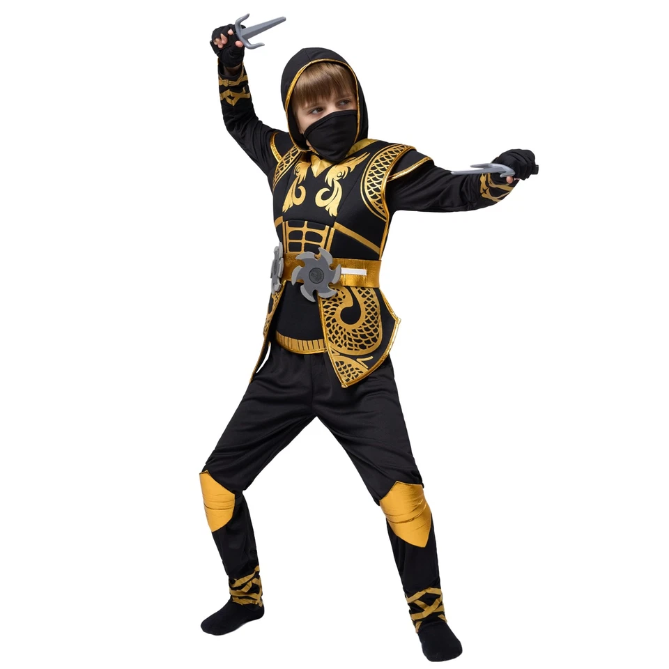 Conjunto de Disfraz de Ninja Dorado para Niños - Mono Accesorios de Espuma - Halloween Foto 4 de 4