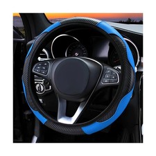 Car Steering Wheel Cover Red Black Anti Slip Leather Carbon Fiber 37-38cm Car Steering Wheel Cover Red Black Anti Slip Leather Carbon Fiber 37-38cm