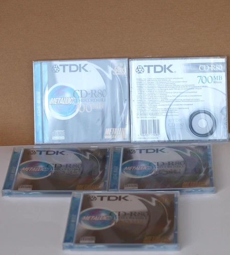 TDK METALLIC DISC 5x CD-R80, NEU+OVP,  verschweisst -Datensicherheit Lebensdauer
