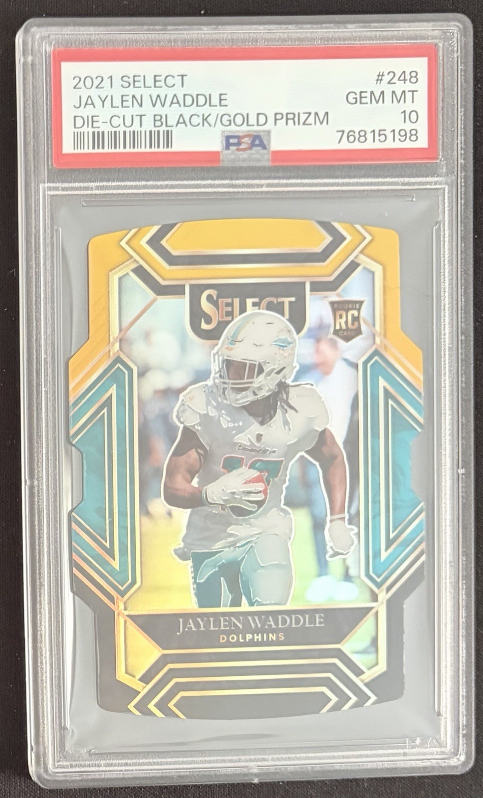 Jaylen Waddle 2021 Select Rookie Black Gold Diecut PSA 10 Broncos RC Alabama