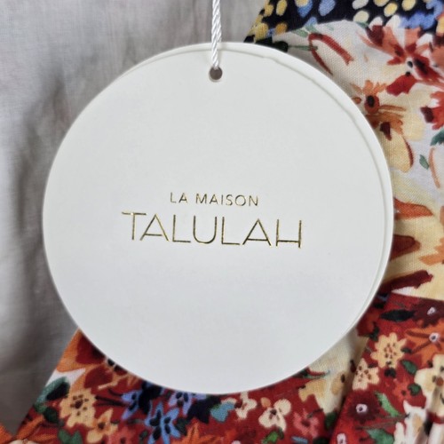 $299 Talulah Linen Carnevale Mini Dress Small Soiree Pin Tuck Ruffle Watercolor - Picture 13 of 24