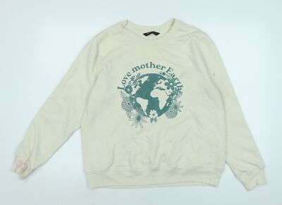 Marks and Spencer Damen Elfenbein Polyester Pullover Sweatshirt Größe 14