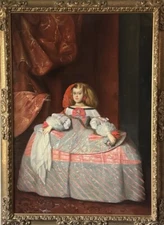 LARGE ANTIQUE FAMOUS WOMAN PORTRAIT OIL PAINTING QUEEN MARGARET THERESA SPAIN