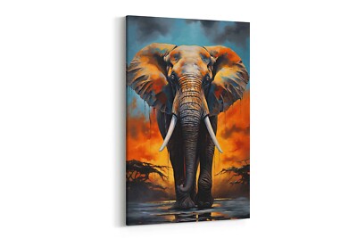 Lebendiger Elefant abstrakte Leinwand - Farbtupfer Tierwelt Kunst für Wohndeko