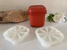 TUPPERWARE ANCIEN SEAU A GLACONS ET SES COMPARTIMENTS GLACONS VINTAGE ORANGE