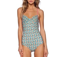 Marc by Marc Jacobs Jerrie Rose Floral One Piece Swimsuit Pale Jade XL