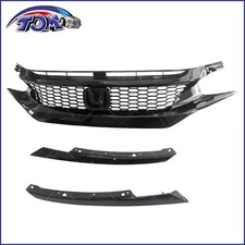 Front Upper Grille Honeycomb Gloss Black Fit Honda Civic 2016-2018