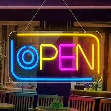 Colorful LED Neon Open Sign 16.5"X 9" Super Bright Open Signs for Business