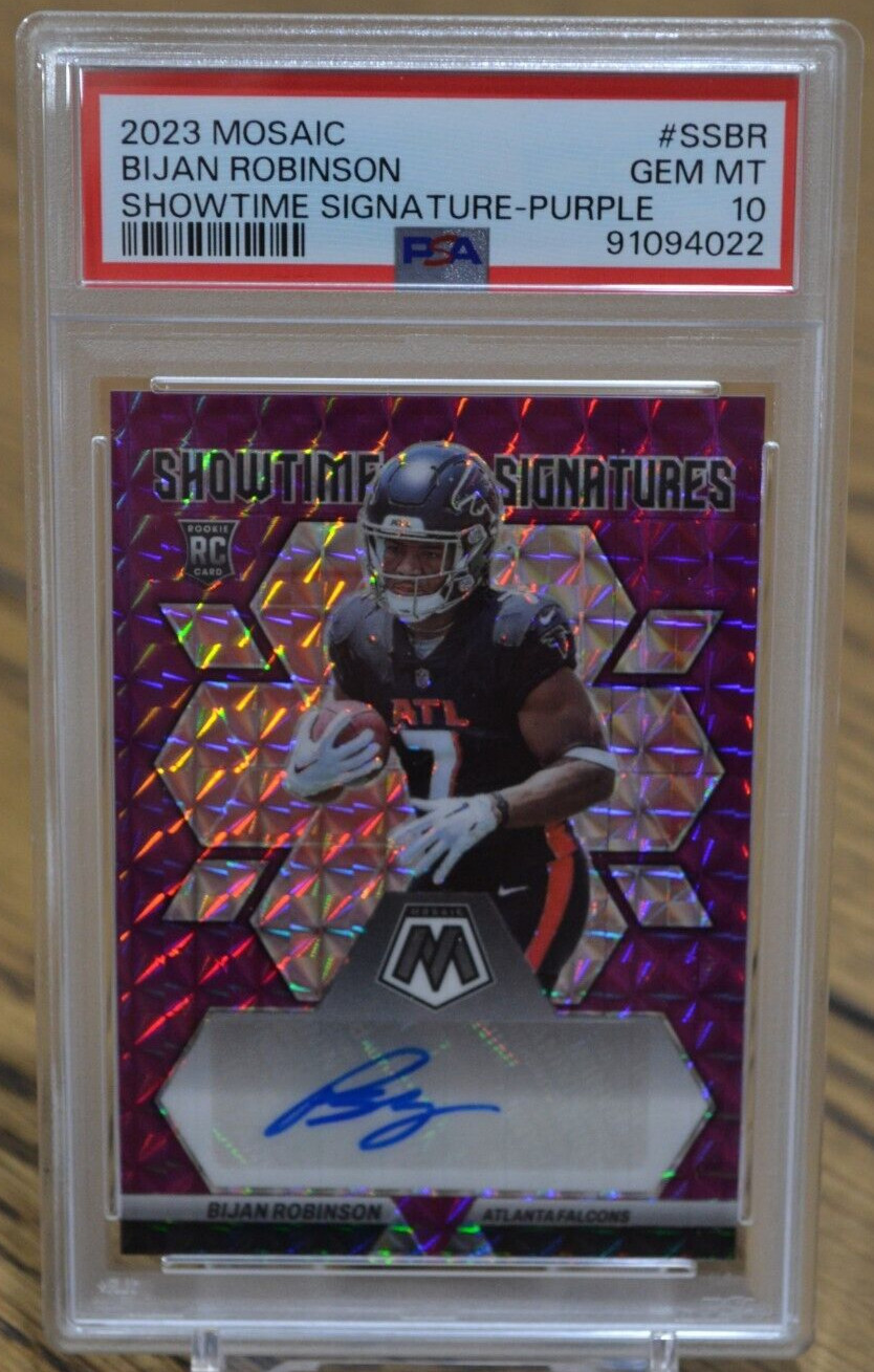 Bijan Robinson Panini Mosaic Showtime Signature #SSBR Purple