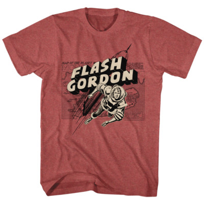 Flash Gordon T-Shirt Map of Planet Mongo Red Heather Tee