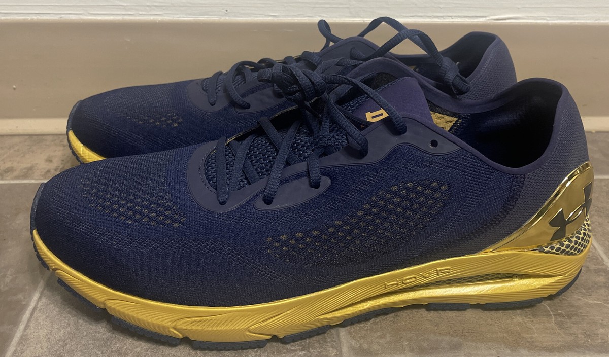 🔥NEW!🔥Under Armour HOVR NOTRE DAME -SONIC NAVY BLUE GOLD LOW Sz 16