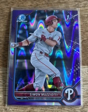 2022 Bowman Chrome Prospect Purple Lava Raywave #BCP-40 Simon Muzziotti /250