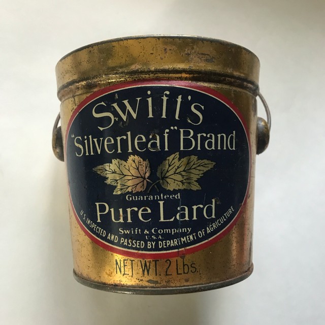 Antique Swift's Silverleaf Brand Pure Lard 4 LBS Tin Can Advertising
