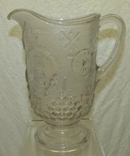 Antique Olympia Ship Dewey Flags Spanish American War EAPG Pattern Glass Pitcher