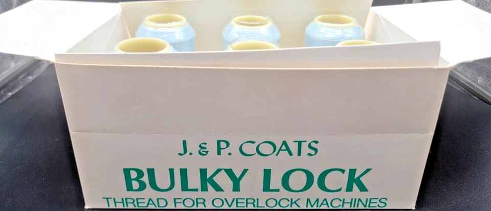 J&P Coats Bulky Lock 100% Blue Textured Nylon Thread Overlock Machines Set of 6 - Image 3 of 4
