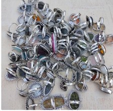 Labradorite & Mix Gemstone 925 Sterling Silver Plated 25PCs Designer Rings Lot