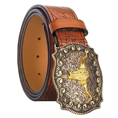 Men-Women-Western-Cowboy-Belt PU-Leather Floral Suitable  display picture 1