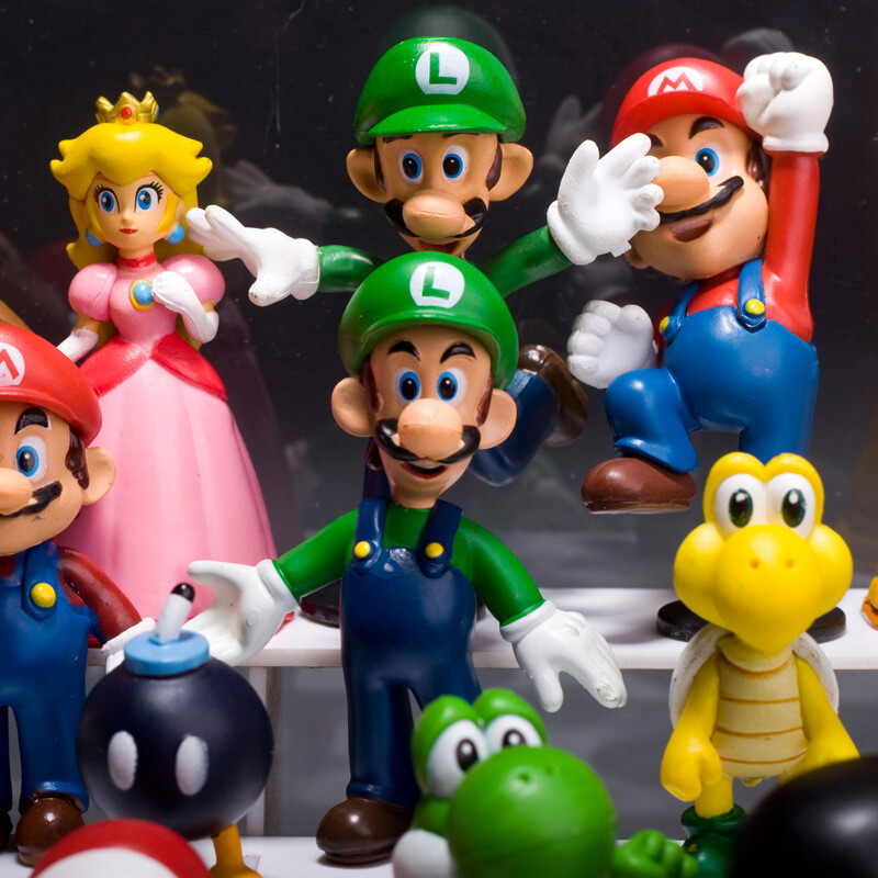 18 pcs Set A Super Mario Bros Toy Figures Luigi Toad Yoshi